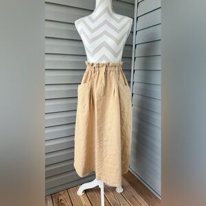 Zara Linen Midi Skirt Sz S